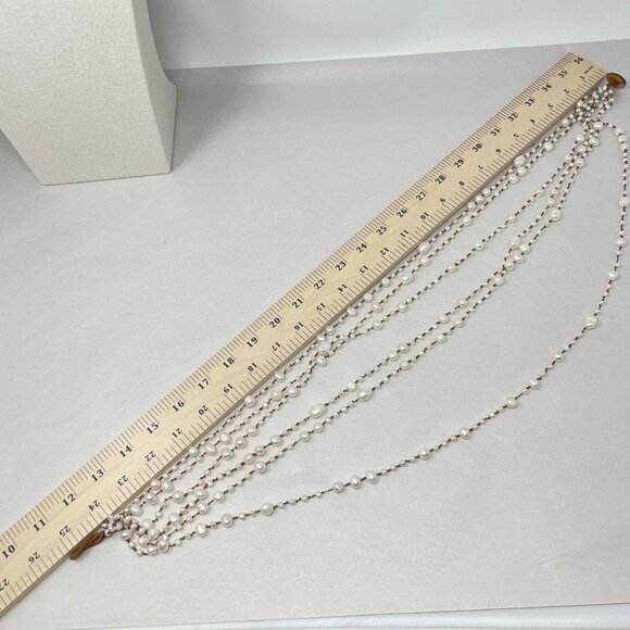 Multistrand‎ Pearl String Necklace Boho Coastal Classic - Picture 12 of 12